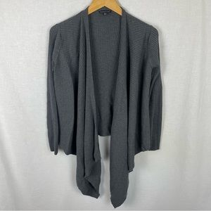 Eileen Fisher 100% Wool Grey Ribbed Cardigan Sweater